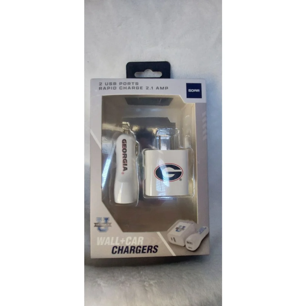 Go Dawgs! Unisex SOAR Wall+Car Chargers White Red